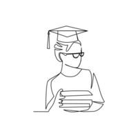 Student drawn in line art style vector