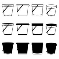 Bucket icon illustration collection. Black and white design icon for business. Stock vector. vector
