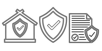 Insurance icon black line design. Stock vector illustration.