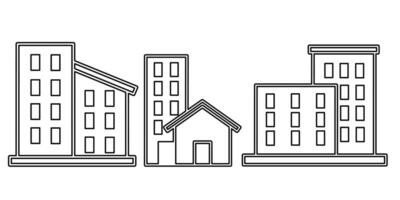 Building icon black line design. Stock vector illustration.
