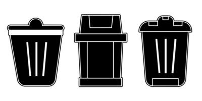 Trash icon collection. An illustration of a black trash icon. Stock vector. vector