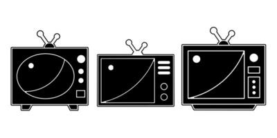 televisión icono recopilación. un ilustración de un negro televisión icono. valores vector. vector