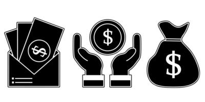 dinero icono recopilación. un ilustración de un negro dinero icono. valores vector. vector