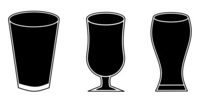 Glass icon collection. An illustration of a black glass icon. Stock vector. vector