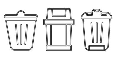 Trash bin icon black line design. Stock vector illustration.
