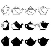 Teapot icon illustration collection. Black and white design icon for business. Stock vector. vector