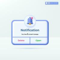 Reminder Notifications page banner icon symbols. advertising, Business planning, events, reminder letter online email concept. 3D vector isolated illustration design. Cartoon pastel Minimal style.