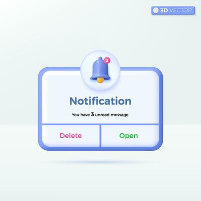 Reminder Notifications page banner icon symbols. advertising, Business planning, events, reminder letter online email concept. 3D vector isolated illustration design. Cartoon pastel Minimal style.
