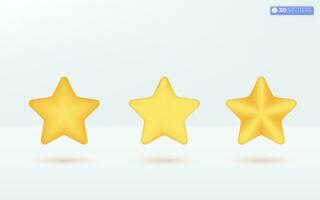 Gold Stars icon symbols. achievements and decor, Customer rating feedback concept. 3D vector isolated illustration design. Cartoon pastel Minimal style. You can used for design ux, ui, print ad.