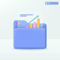 Folder with transparency file icon symbol. Online portfolio for presentation, graph for marketing, Stored data, File management concept. 3D vector isolated illustration, Cartoon pastel Minimal style.