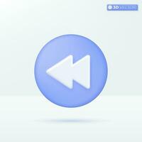 Fast Rewind icon symbols. music button, play video or audio, streaming, multimedia concept. 3D vector isolated illustration design. Cartoon pastel Minimal style. Can used for design ux, ui, print ad.