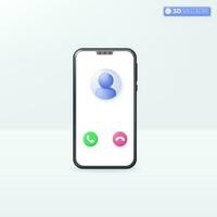 Answer and decline smartphone call buttons icon symbols, Calling and disconnec concept. 3D vector isolated illustration design. Cartoon pastel Minimal style. You can used for design ux, ui, print ad.