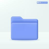 Folder 3d icon symbol. Information online portfolio for presentation, comfortable searching, Stored working data, File management concept. 3D vector isolated illustration, Cartoon pastel Minimal style