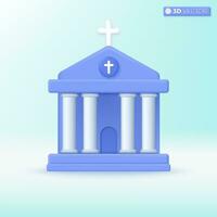 Church Building icon symbols. Christian Church, Columns and pillars, architecture, Religion concept. 3D vector isolated illustration design Cartoon pastel Minimal style. For design ux, ui, print ad.