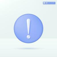 Exclamation mark icon symbols. warning, alert, attention, safety danger caution concept. 3D vector isolated illustration design. Cartoon pastel Minimal style. You can used for design ux, ui, print ad.