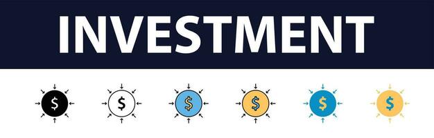 Investment color fill icon set. Investment, Profit, Asset, Investor, Portfolio, Dividend, Capital, Risk, Inflation icons vector, icon, analysis, asset, bond, economy, education, icon, analysis, asset, vector