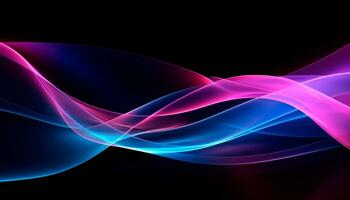 AI generated Abstract digital electric light motion background. Futuristic wallpaper with blue and purple neon glowing. Data transfer concept. photo