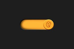 3D illustration of yellow button to switch on creativity. Dreams, emotions, imagination and creative minds concept. E-learning education. Learning online. photo