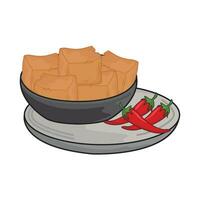 illustration of fried tofu vector