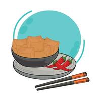 ilustración de frito tofu vector