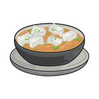 ilustración de tofu sopa vector