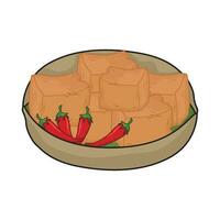 ilustración de frito tofu vector