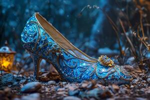 AI generated Beautiful glamourous shoe of cinderella princess photo