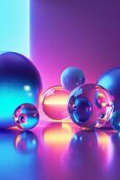 AI generated Gradient 3d glittering neon background for smartphone photo