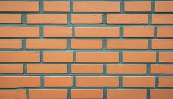 AI generated Brown or orange brick wall texture background, arranged in a horizontal pattern with gray mortar photo