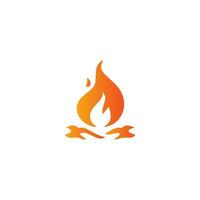 Fire burning isolated symbol, simple graphic illustration. Colored flame detail and hand drawn vector graphic. Campfire fireball sign decoration. Warm temperature logo image.