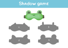 Find correct shadow of masks. logical game to Find 2 same objects. Choose correct answer. Printable worksheet, learning study page nursery childish activity for childrens books and magazines png