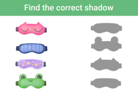 Find correct shadow of masks. Educational game to Find 2 same objects. Choose correct answer. Printable worksheet, learning study page nursery childish activity for children s books and magazines png