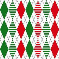 Seamless Christmas Abstract Pattern with green and red Rhombus Isolated on White Background vector