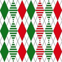 Seamless Christmas Abstract Pattern with green and red Rhombus Isolated on White Background vector