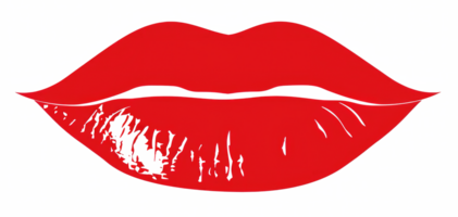 AI generated Red Silhouette of kissing lips transparent on background. AI generated png