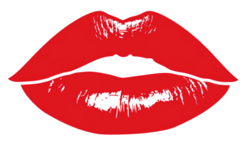 AI generated Red Silhouette of kissing lips transparent on background. AI generated png