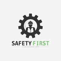 la seguridad primero logo icono vector diseño y ilustración gráfico firmar