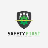 la seguridad primero logo icono vector diseño y ilustración gráfico firmar