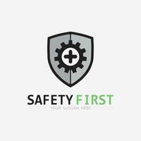 la seguridad primero logo icono vector diseño y ilustración gráfico firmar