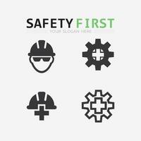 la seguridad primero logo icono vector diseño y ilustración gráfico firmar