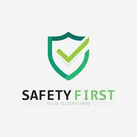 la seguridad primero logo icono vector diseño y ilustración gráfico firmar