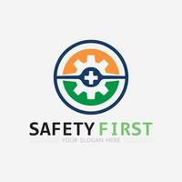 safety first logo icon vector design and illustration graphic sign