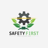 la seguridad primero logo icono vector diseño y ilustración gráfico firmar