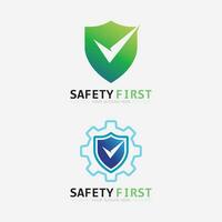 la seguridad primero logo icono vector diseño y ilustración gráfico firmar