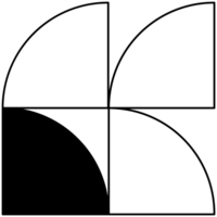 AI generated a black and white drawing of a circle with four different shapes png