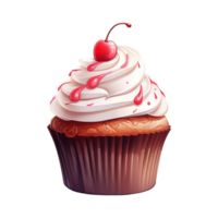 AI generated Cupcake with White Frosting and a Cherry. AI generated image png