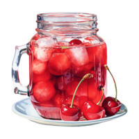 AI generated Two Glasses of Cherry Juice with Ice. AI generated image png