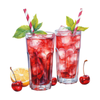 AI generated Two Glasses of Red Cocktail with Ice. AI generated image png