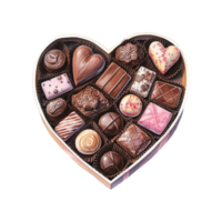 ai généré cœur en forme de boîte rempli avec des chocolats. ai généré image png