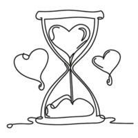 AI generated minimalist hourglass with heart inside time for love, png